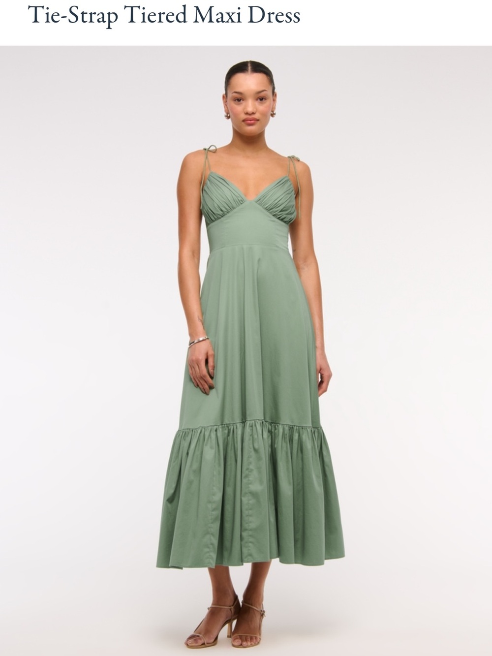 Abercrombie & Fitch Lush Green Tie-Strap Tiered Maxi Dress XL